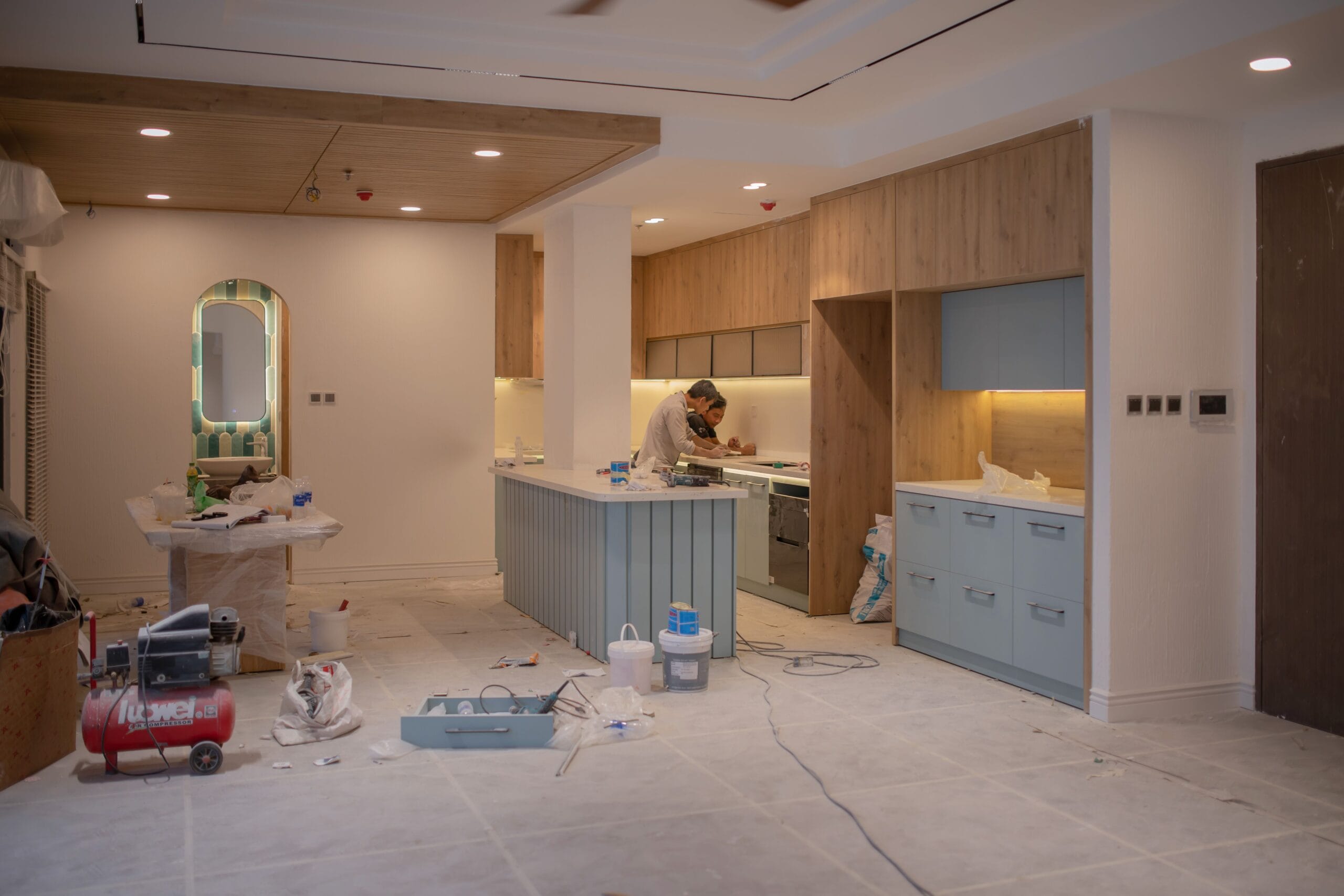 Portland kitchen being upgraded with new countertops while keeping existing cabinets