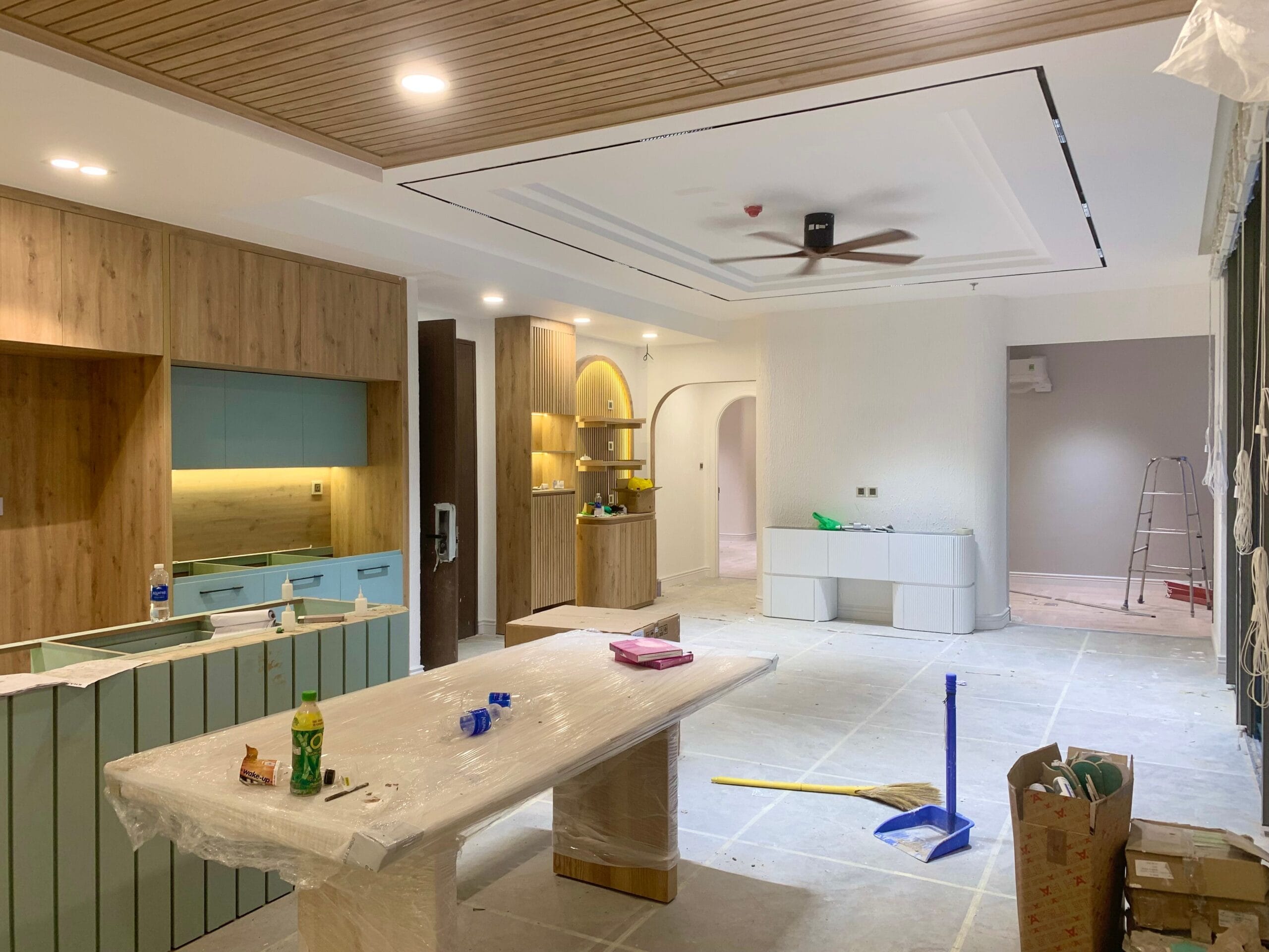Professional countertop installation during a Portland Oregon kitchen renovation